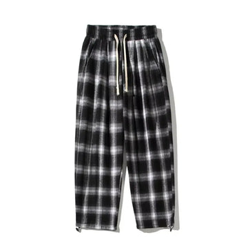 Riolio Casual Pants Men Fashion Retro Plaid Pants Men Streetwear Loose Hip-hop Straight Pants Mens Vintage Trousers Plus Size 5XL